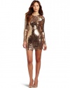 French Connection Women's Lust Sequins Fitted Dress, Gold, 6