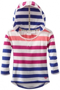 Roxy Kids Girls 2-6X Orchid Long Sleeve Hooded Top, Bubble Gum Stripe, Medium