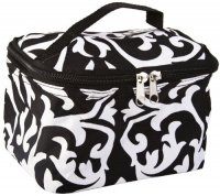 Cute! Cosmetic Makeup Bag Case Damask Print Black White Small