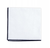 White Cotton Pocket Square (Navy Border)