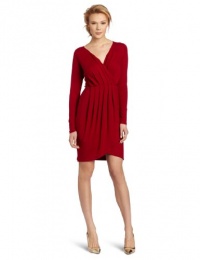 Karen Kane Women's Wrap Top Pleated Dress, Red, X-Large