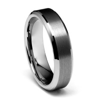 6mm Beveled Edge Cobalt Free Tungsten Carbide Comfort-fit Wedding Band Ring (Size 5 to 14)