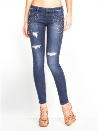 GUESS Brittney Ankle Skinny Studded Jeans in H, HORIZON BLUE W DESTROY WASH (28)