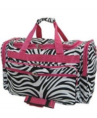 Hot Pink Trim Black White Zebra Duffle Dance Cheer Gym Bag Large 22