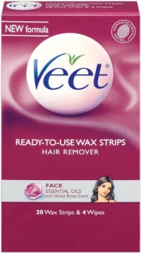 Veet Cold Wax Strips Face, 20 Wax Strips and 4 Wipes, (Pack of 2)