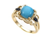 Carlo Viani® 14K Yellow Gold Blue Turquoise Ring with Blue Sapphire Size 6