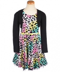 Beautees Cheetah Sherbet 2-Piece Dress Set (Sizes 7 - 16) - black/pink, 12 - 14