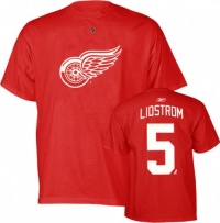 Nicklas Lidstrom Reebok Red Name and Number Detroit Red Wings T-Shirt