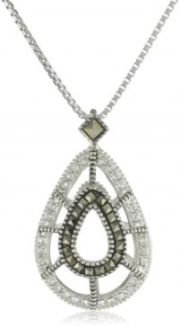 Judith Jack Caged In Item Sterling Silver and Swarovski  Marcasite Open Tear Drop Pendant Necklace