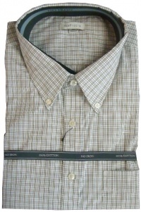 Van Heusen Button Down Long Sleeve Dress Shirt Brown Plaid