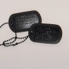 Black Custom US Military Dog Tag Personalized ID Set. Complete with Chains and Silencers