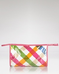 Hit print with this printed canvas cosmetic bag from kate spade new york. In pastel plaid, it's a bolder breed of beauty bag.