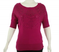 Calvin Klein Sequin Short Sleeve Shirt Fuschia Medium