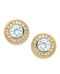 Understated brilliance. This pair of stud earrings from Eliot Danori is crafted from 18k gold-plated brass with crystals and cubic zirconias (1 ct. t.w.) adding luster. Approximate drop: 3/8 inch.