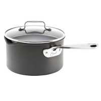 Emeril by All-Clad E9209364 Hard Anodized Saurcepan Nonstick Scratch Resistant 3-Quart Sauce Pan with Glass Lid Cookware, Black