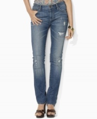 Lauren Jeans Co.'s chic, skinny silhouette lends contemporary polish to a unique cuffed jean, rendered with a hint of stretch for a flattering fit.