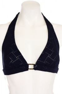 Shoshanna Geo Crochet Navy Halter Top