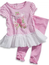 GUESS Kids Girls Baby Girl Striped Tee and Leggings Set (, STRIPE (12M)