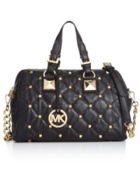 This bag brings it. Edgy stud accents and chain-link detailing deliver a downtown vibe, while the classic satchel shape is outfitted with plenty of pockets for all your city-girl essentials. From MICHAEL Michael Kors.