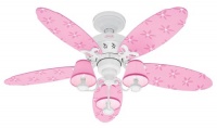 Hunter Fan 23781 44-Inch Dreamland 4-Blade 3-Light Ceiling Fan, White with Pink Blades and Shades