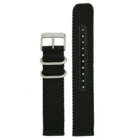 Nylon Watch Band Military Sport Strap Black Stainless Heavy Buckle 20 millimeter