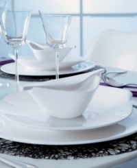 Reshape modern tables with the Flow covered sugar bowl from Villeroy & Boch. A fluid, asymmetrical design in white fine china offers unconventional elegance for every meal and occasion. Not shown.