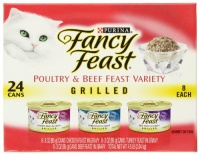 Fancy Feast Gourmet Cat Food, 3-Flavor Grilled Variety Pack (Beef, Turkey & Chicken), 3-Ounce Cans (Pack of 24)