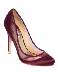 The combination of see through mesh and smooth satin gives Badgley Mischka's Myria evening pumps a seductive quality that will make your night out that much more fabulous.