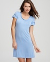 The ruffle trim on the neck and sleeves makes this simple satin sleepshirt simply chic.