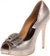 Badgley Mischka Women's Vonda Peep-Toe Pump, Pewter, 7.5 M US