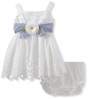 Sweet Heart Rose Baby-Girls Infant Eyelet Dress With Diaper Cover, White, 18