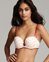 Sweet and sultry combine in Elle Macpherson's lace trimmed contour bra with heart dot print.