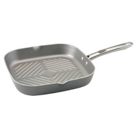 Farberware Specialties Aluminum Nonstick 11-Inch Square Grill Pan with Spout, Platinum