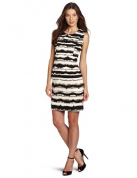 Calvin Klein Women's Printed Shift Dress, Eggshell/Black, 10