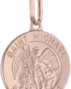 14k Pink Gold Round St. Michael Medal Pendant Necklace, 18