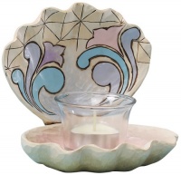 Jim Shore Heartwood Creek Clam Shell Candleholder 4-1/2-Inch