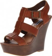 Steve Madden Women's Wanting Wedge Sandal,Cognac Leather,7.5 M US