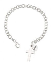 Sterling Silver Believe Cross Link Bracelet