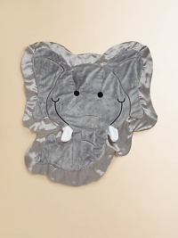 Snuggle up baby in this adorable blanket, made with luxuriously plush minky fabric, trimmed and backed with silky, charmeuse satin, an embroidered cheek-to-cheek smile and a plush embossed ribbon nose.Silky charmeuse satin trimAbout 30 X 36PolyesterMachine washImported