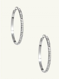 GUESS Rhinestone Hoop Earrings, SILVER