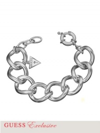 GUESS Silver-Tone Curb Chain Bracelet, SILVER