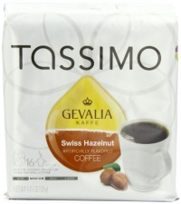 Gevalia Swiss Hazelnut Coffee (Medium), 16-Count T-Discs for Tassimo Coffeemakers (Pack of 2)