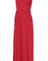 BCBGMAXAZRIA Women's Kaeya V Neck Draped Gown With Back Cutout, Fuschia Berry, Large