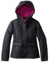 Dollhouse Girls 7-16 Light Weight Quilted Jacket with Hood, Black, 10/12