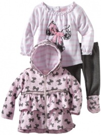 Nannette Baby-girls Infant 3 Piece Bow Hoodie Set, Pink, 24 Months