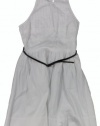 Calvin Klein Women's Belted Pintucked Sleeveless Cotton Lawn Dress (White) (10)