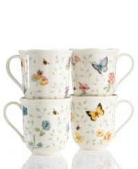 Big on charm, Butterfly Meadow Petite mugs from Lenox features the sturdy porcelain and colorful garden scenes of the original Butterfly Meadow dinnerware, but on a smaller, cuter scale. In four different patterns.