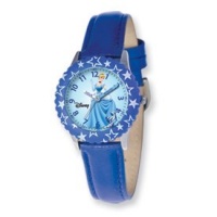 Disney Princess Kids Cinderella Blue Leather Band Time Teacher Watch