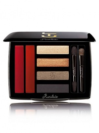 Collector's palette draws inspiration from the art of calligraphy and Asian beauty rituals. With 2 dramatic shades for the lips combined with 3 iridescent eyeshadows, the ingeniously designed palette provides all make-up essentials in one place. A matte black powder liner is also included and can be used wet or dry to create an unforgettable gaze. Made in France. 