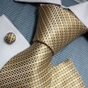 Pointe Tan/Multi Color Polka Dots Woven Silk Tie Handkerchiefs Cufflinks Set in a Gift Box